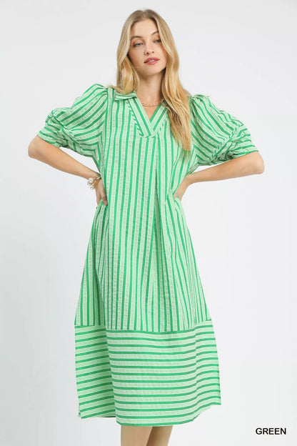 Stripe Right Dress | Striped Puff Sleeve Dress