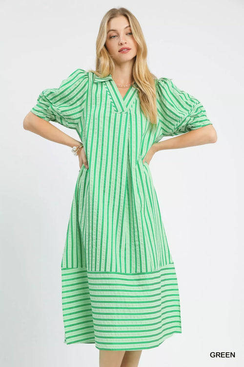 Stripe Right Dress | Striped Puff Sleeve Dress