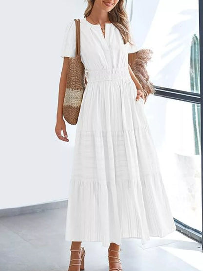 Hazel Blues® | Short Sleeve Tiered Midi Dress
