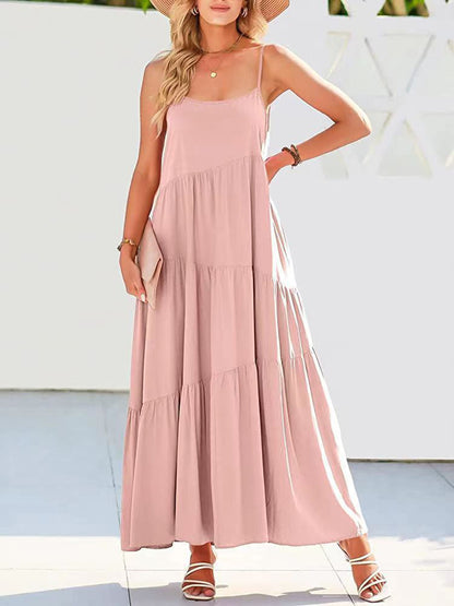 Hazel Blues® |  Ruched Tiered Spaghetti Strap Dress