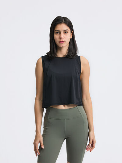 Hazel Blues® |  Millennia Round Neck Cropped Active Tank