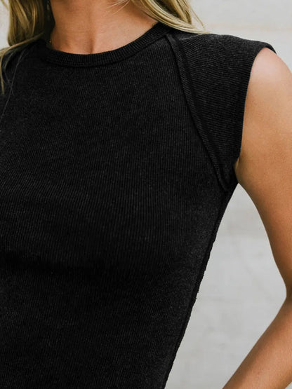 Hazel Blues® |  Exposed Seam Round Neck Tank