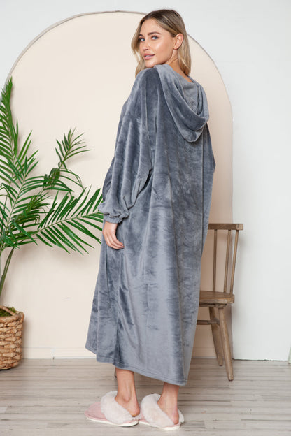 Hazel Blues® |  Double Take Pocketed Hooded Midi Lounge Dress