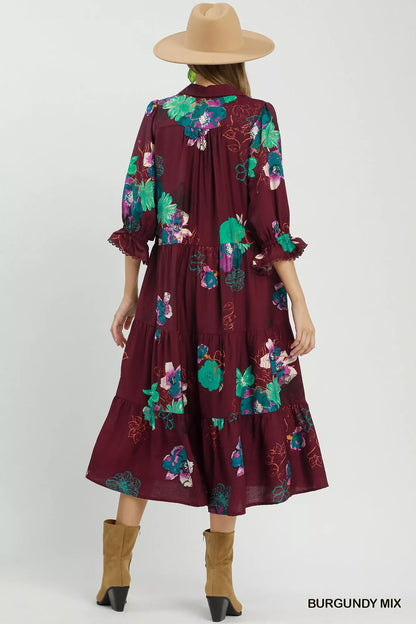 Sunday Bloom Dress | Floral Puff Sleeve Tiered Dress