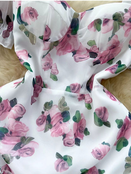 Hazel Blues® |  Floral Print Ruffle Hem Midi Dress