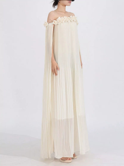 Hazel Blues® |  Off-Shoulder Floral Pleated Maxi Dress
