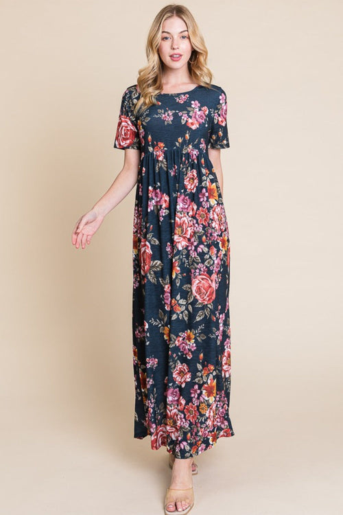 Hazel Blues® |  BOMBOM Floral Short Sleeve Maxi Dress