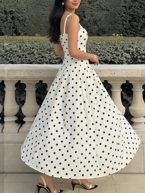 Hazel Blues® |  Polka Dot Square Neck Maxi Dress