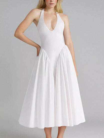 Hazel Blues® |  Halter Neck Midi Dress with Pockets