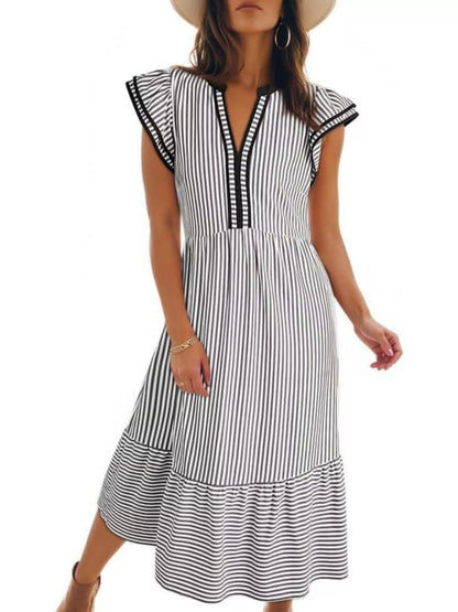 Ruffle Romance Dress | Ruffle Striped Dress
