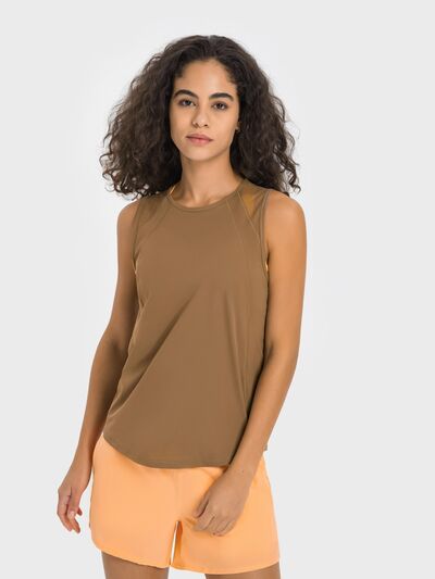 Hazel Blues® |  Millennia Cutout Back Round Neck Active Tank