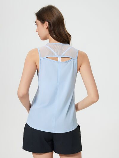 Hazel Blues® |  Millennia Cutout Back Round Neck Active Tank