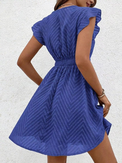 Hazel Blues® |  V-Neck Ruffle Sleeve Mini Dress