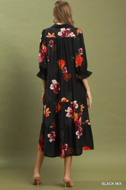 Sunday Bloom Dress | Floral Puff Sleeve Tiered Dress