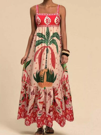 Hazel Blues® |  Printed Square Neck Maxi Dress