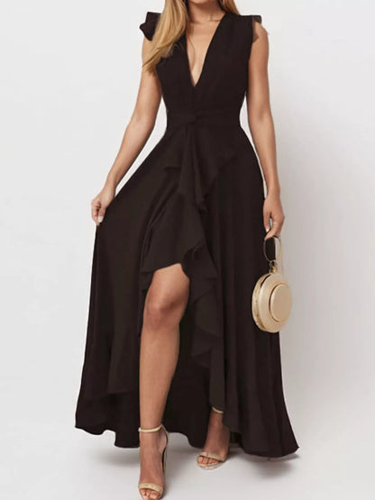 Hazel Blues® | Ruffled High-Low Maxi Dress