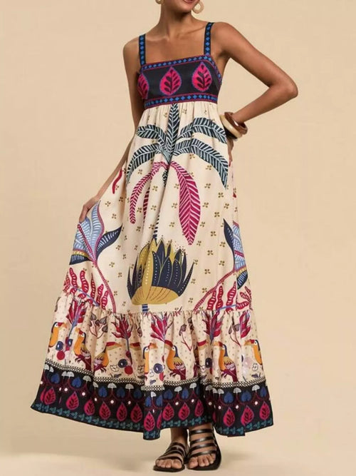Hazel Blues® |  Printed Square Neck Maxi Dress