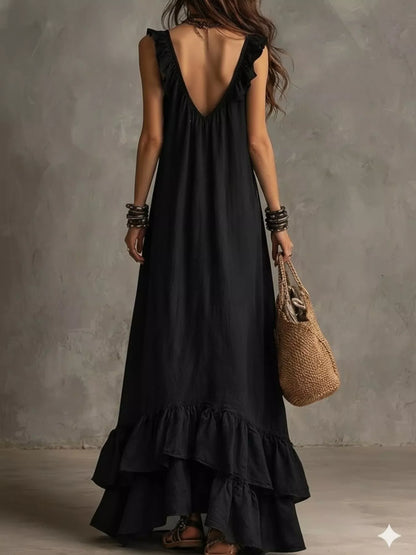 Hazel Blues® |  Ruffled Sleeveless Maxi Dress