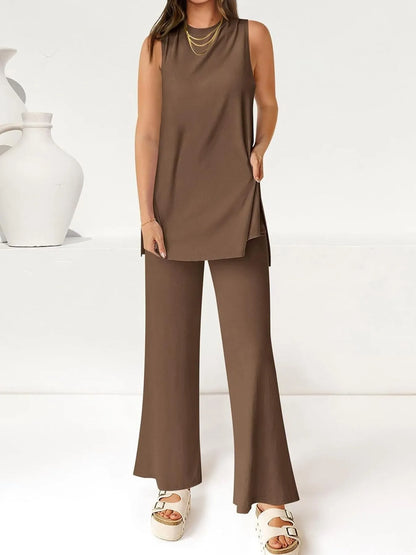 Hazel Blues® |  Round Neck Tank and Pants Set