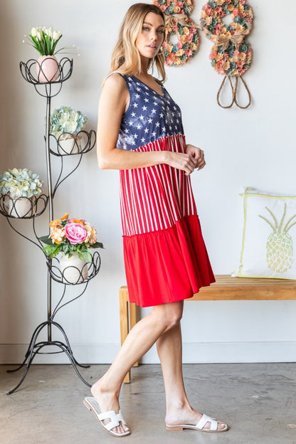 Hazel Blues® |  Heimish US Flag Theme Contrast Tank Dress