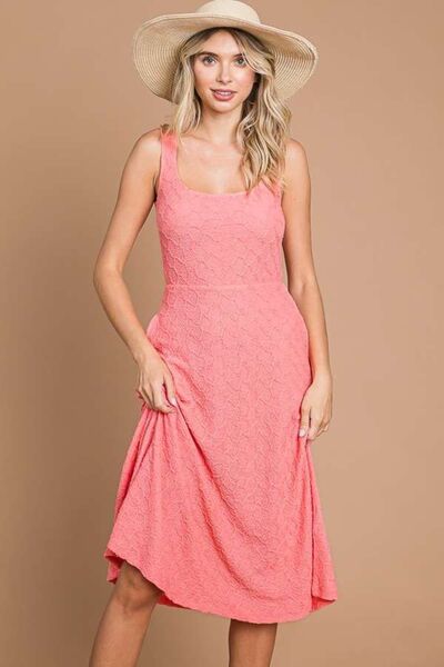 Hazel Blues® |  Culture Code Texture Square Neck Tank Dress with Pockets