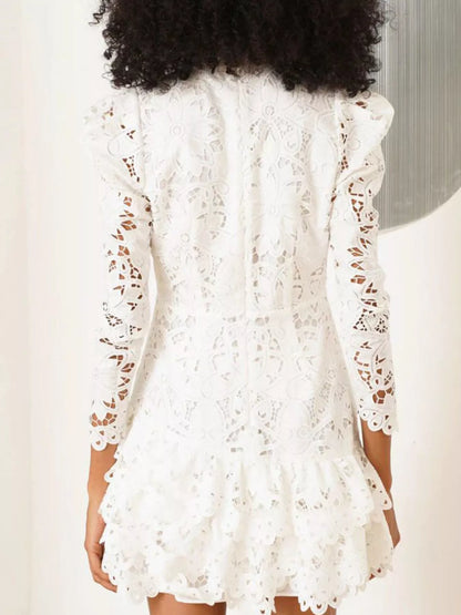 Hazel Blues® |  Lace Mock Neck Long Sleeve Mini Dress