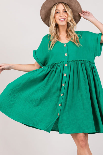 Hazel Blues® |  SAGE + FIG Button Up Short Sleeve Dress