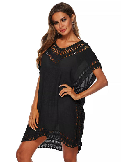 Hazel Blues® |  Crochet Trim V-Neck Cover-Up Dress