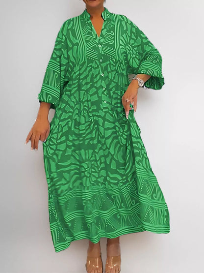 Hazel Blues® |  Printed Button Front Midi Dress