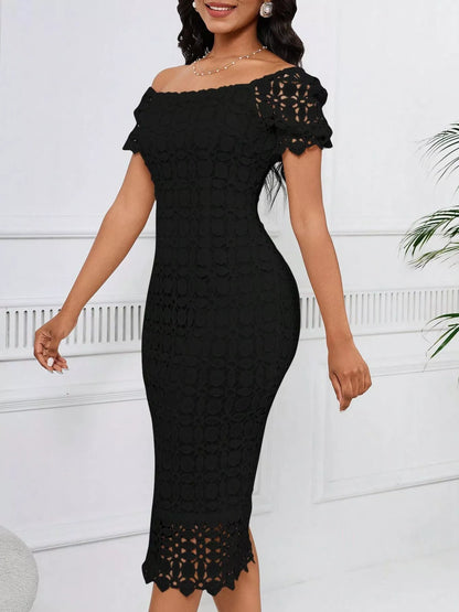 Hazel Blues® |  Lace Short Sleeve Midi Dress