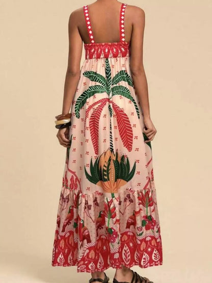 Hazel Blues® |  Printed Square Neck Maxi Dress