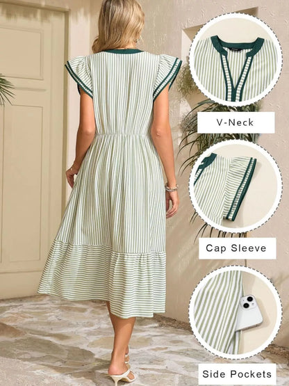 Ruffle Romance Dress | Ruffle Striped Dress