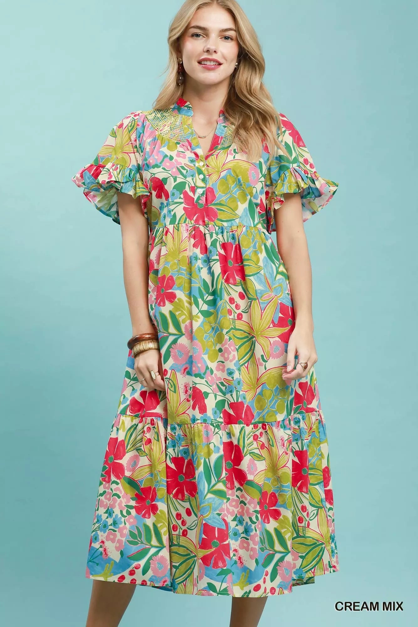 Hazel Blues® |  Sunday Bloom Dress | Floral Ruffle Tiered Dress