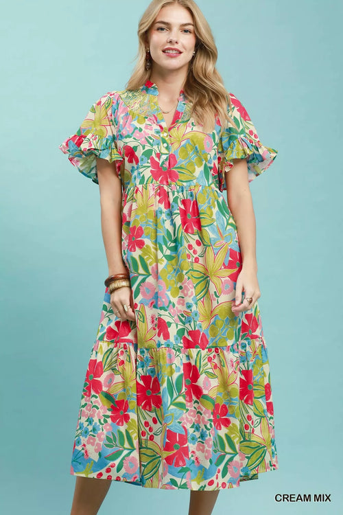 Hazel Blues® |  Sunday Bloom Dress | Floral Ruffle Tiered Dress