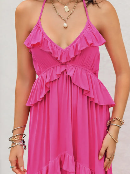 Hazel Blues® |  Ruffled Halter Neck Maxi Dress