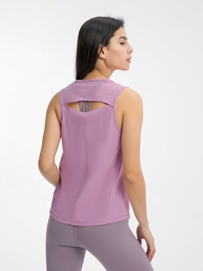 Hazel Blues® |  Millennia Cutout Back Round Neck Active Tank