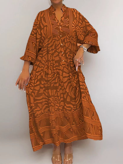 Hazel Blues® |  Printed Button Front Midi Dress