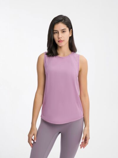 Hazel Blues® |  Millennia Cutout Back Round Neck Active Tank