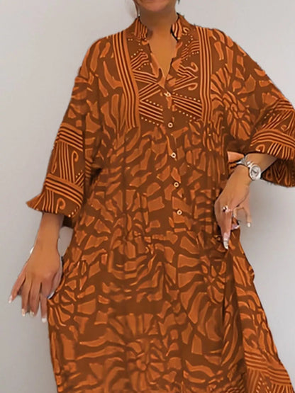 Hazel Blues® |  Printed Button Front Midi Dress
