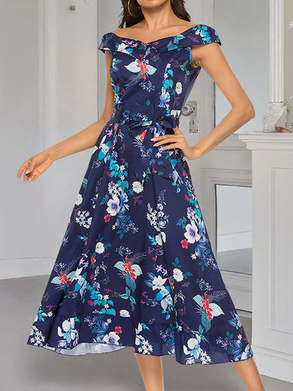 Hazel Blues® |  Floral Print Off Shoulder Midi Dress