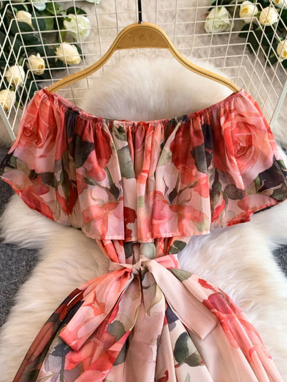 Hazel Blues® |  Floral Off-Shoulder A-Line Dress