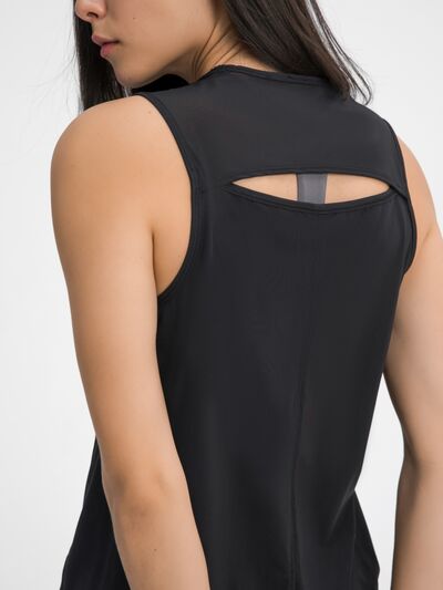 Hazel Blues® |  Millennia Cutout Back Round Neck Active Tank