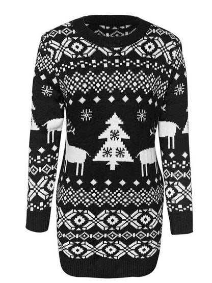 Hazel Blues® |  Christmas Element Round Neck Mini Sweater Dress