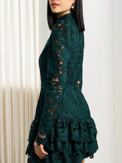 Hazel Blues® |  Lace Mock Neck Long Sleeve Mini Dress
