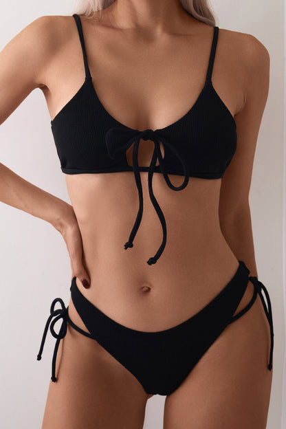 Black Cutout High Waist Bikini Two Piece Swim Set