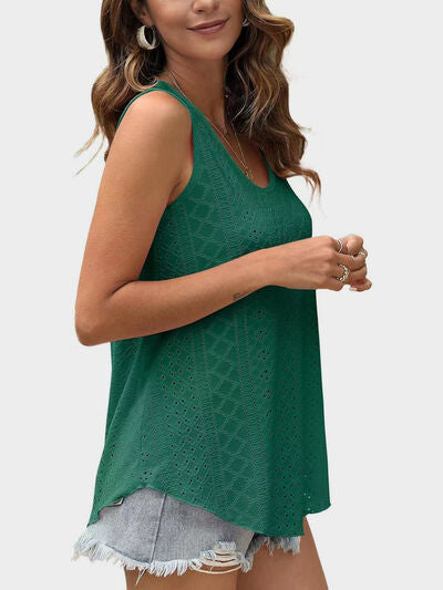 Hazel Blues® |  Florira Eyelet Round Neck Tank
