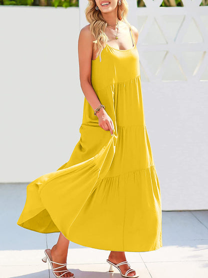 Hazel Blues® |  Ruched Tiered Spaghetti Strap Dress