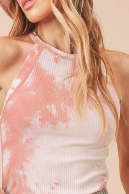 Hazel Blues® |  Aemi + Co Ribbed Tie-Dye Round Neck Tank