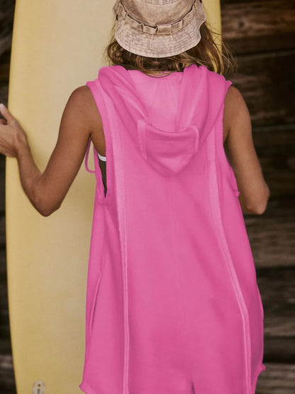 Hazel Blues® |  Half Zipped Hooded Sleeveless Romper