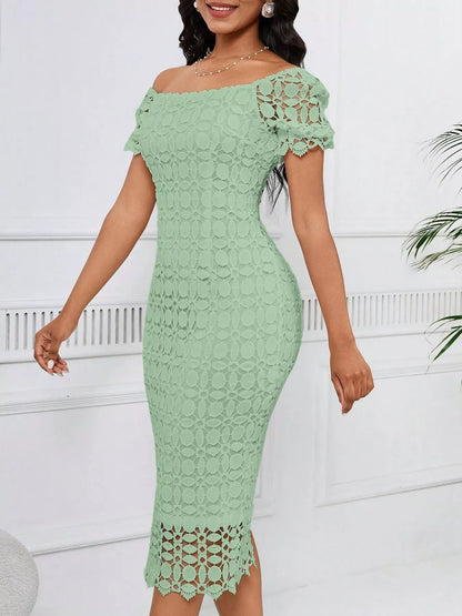 Hazel Blues® |  Lace Short Sleeve Midi Dress